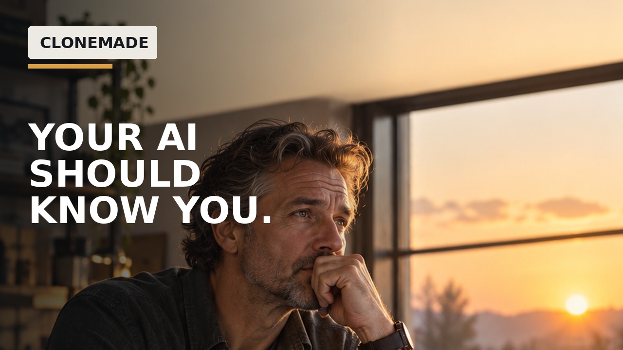 A person thinking beside the words Your AI should know you.